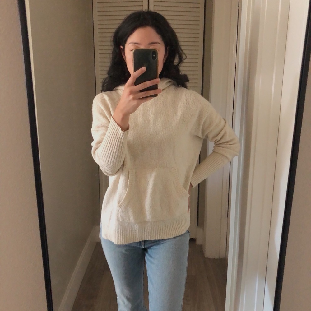 NILI LOTAN WOOL Hooded Sweater Cream M